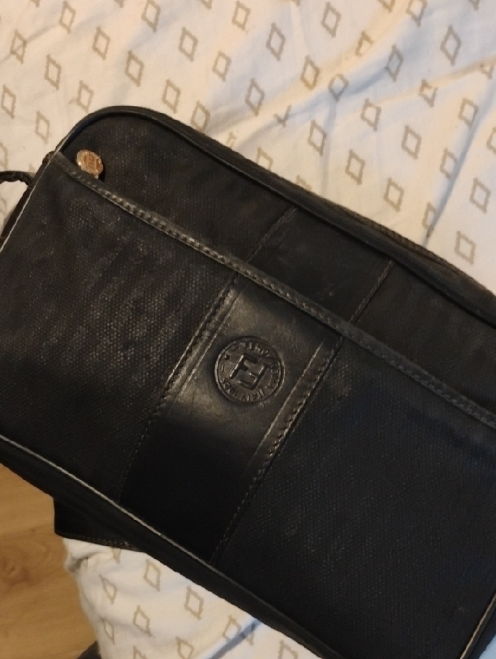 Vintage Fendi Black pinstripe Crossbody